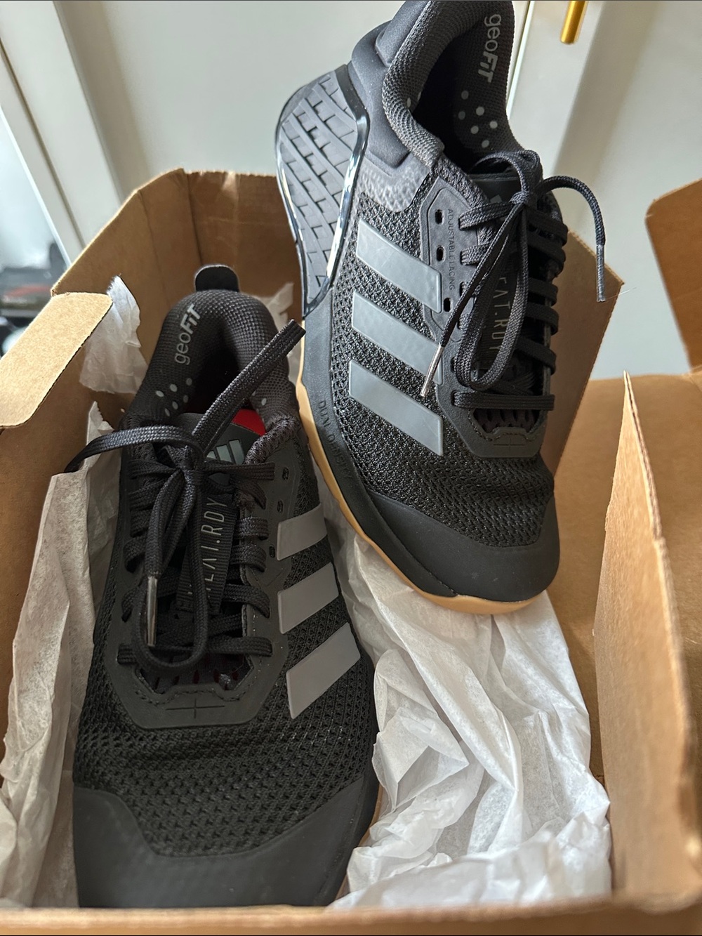 adidas Men’s Black Mesh Trainers with Gum Outsole - Picture 6 of 6